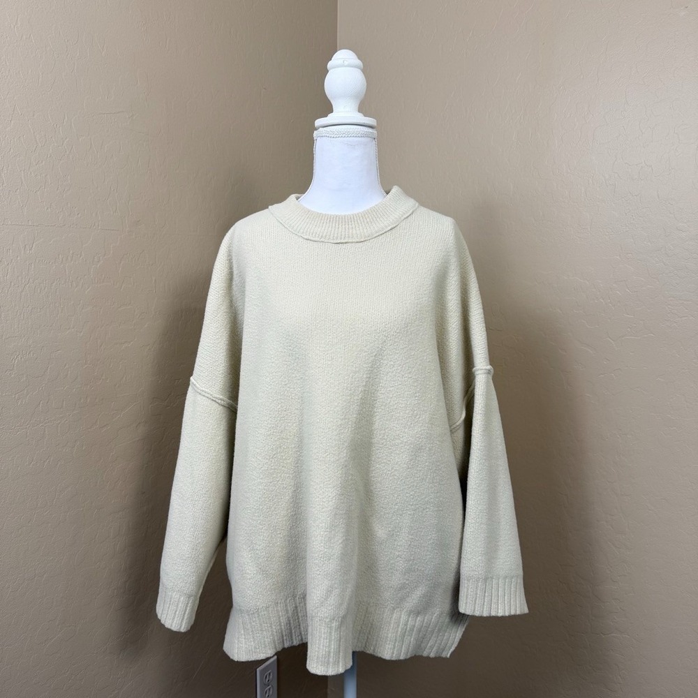 Free People Womens Oversized Sweater Cream Ivory Slouchy Drop Shoulder Boho Knit